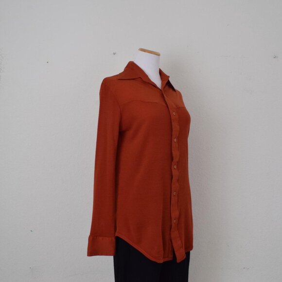 Vintage 80s‎ Burnt Orange Acrylic Shirt size M - Picture 5 of 10